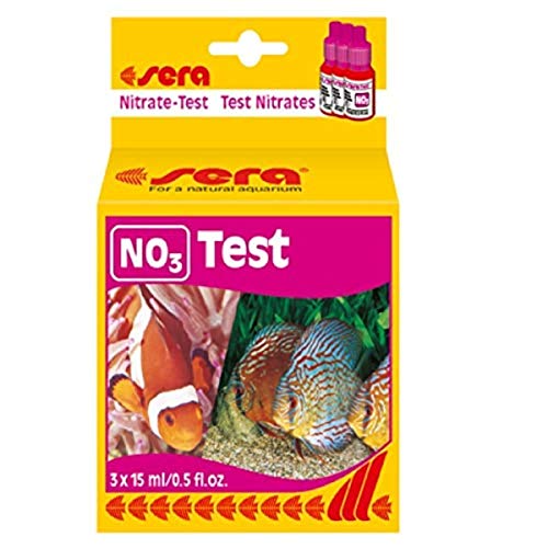 sera 04510 Nitrat Test (NO3), Wassertest für ca. 60 Messungen, misst zuverlässig und genau den Nitratgehalt, für Süß- & Meerwasser, im Aquarium oder Teich, 15 ml (3er Pack)