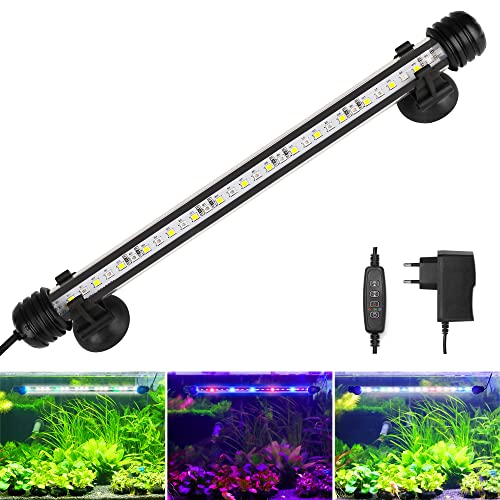 BELLALICHT LED Timer Aquarium Beleuchtung - Aquarien Lampe [RGB-Weiß Licht] mit eingebautem Timer Dimmer, Dimmbar 10 Helligkeitsstufen IP67 Wasserdicht Light für Fisch Tank Pflanze, L-29C