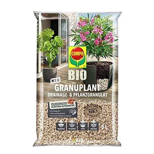 COMPO BIO GRANUPLANT Drainage- und Pflanzgranulat – 100% natürlicher Bimsstein – nachhaltige Alternative zu Blähton – 5 Liter