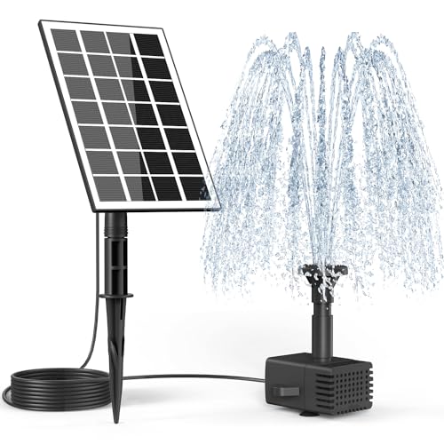 SZMP Solar Springbrunnen 3.5W, 2024 Upgrade Glas Solar Teichpumpe mit 3M Kabel & 8 Düsen...