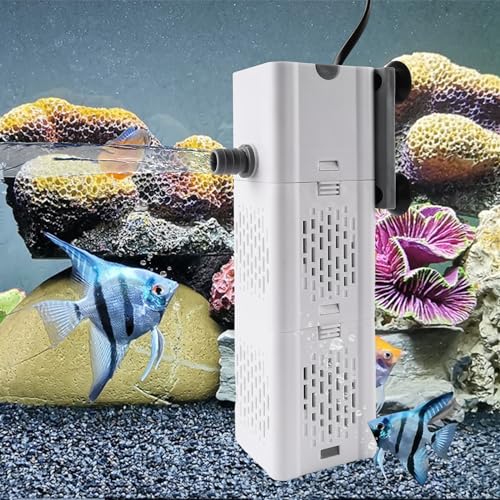 Aquarium Pumpe mit Filter 4 in 1 Aquarium Internal Filter 500L/H 4 in 1 Aquarium Filter Pumpe 500L/h mit 6W innenfilter Einstellbarer Aquarium innenfilter 6W für 30L-150L Aquarium Becken