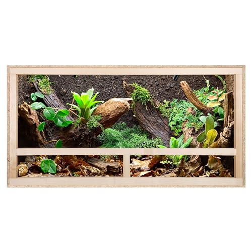 REPITERRA Terrarium für Reptilien & Amphibien, Holzterrarium mit Seitenbelüftung 60x30x30 cm