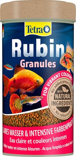 Tetra Rubin Granules - Fischfutter in Granulatform mit natürlichen Farbverstärkern, ideal für alle Fische in der mittleren Wasserschicht des Aquariums, 250 ml Dose