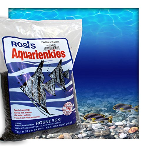 Farbkies Schwarz Aquarium Deko Kies Aquariengrund Aquariumkies Bodengrund Körnung 2-4 mm 10 kg (2X 5 kg Beutel)