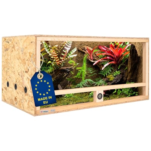 ITA Holz Terrarium 100x60x50 cm mit Seitenbelüftung & Integriertem Hygrometer - Holzterrarium aus OSB-3 Platten - Terrarien für Reptilien, Schlangen, Amphibien - EU Produkt, FSC Zertifiziert