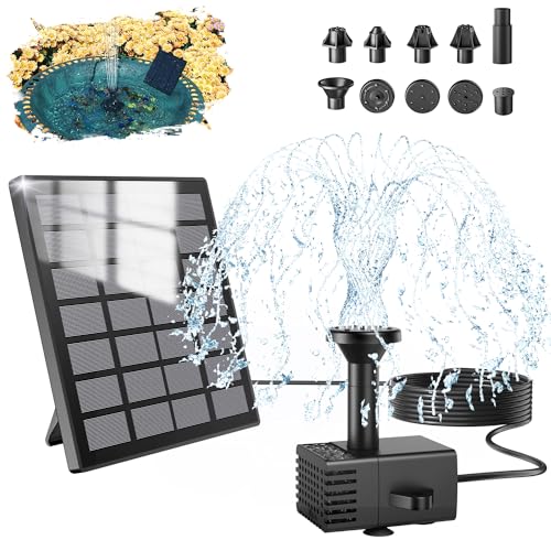 SZMP Solar Springbrunnen 1.8W Solar Teichpumpe 2024 Upgraded 100% Glas,10 DIY Effekte mit 9.84ft Kabel,Solar Wasserpumpe Solar schwimmender Fontäne Pumpe für Gartenteich,Vogel-Bad,Fisch-Behälter