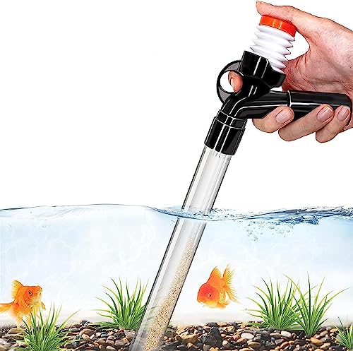 SSRIVER Aquarium Kiesreiniger Fish Tank Kit Wasserwechsel Mit Langer Düse für Wasserwechsel und Filterkiesreinigung Mit Luftdruckknopf und Einstellbarem Wasserdurchflussregler - BPA frei