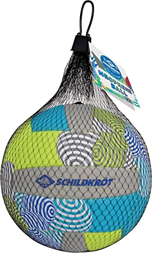 Schildkröt Unisex – Erwachsene Neopren Mini Beachvolleyball, Größe 2, Ø 15 cm, griffige Textile Oberfläche, salzwasserfest, ideal für kleine Kinderhände, 970342, Blau-Gelb-Grau, 2