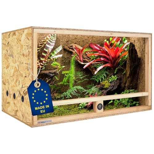 ITA Holz Terrarium 120x60x60 cm mit Seitenbelüftung & Integriertem Hygrometer - Holzterrarium aus OSB-3 Platten - Terrarien für Reptilien, Schlangen, Amphibien - EU Produkt, FSC Zertifiziert