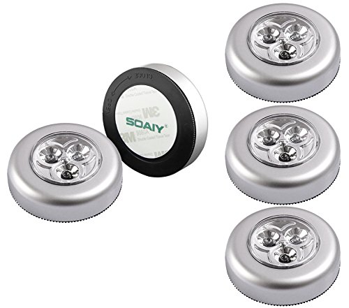 SOAIY 5er-Set Stick&Push LED Touch Lampe Nachtlicht Leuchten Batteriebetrieben selbstklebend Küchenlampen Schrankleuchten Unterbauleuchte Klebeleuchte für Schränke Küche Vitrine