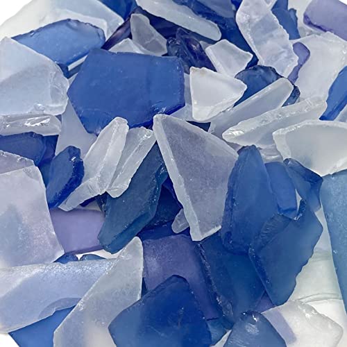 Tumbler Home Seeglas für Bastelarbeiten, Dekoration und Vasenfüller, mattiertes Strandglas, 750 ml, Blau / Weiß