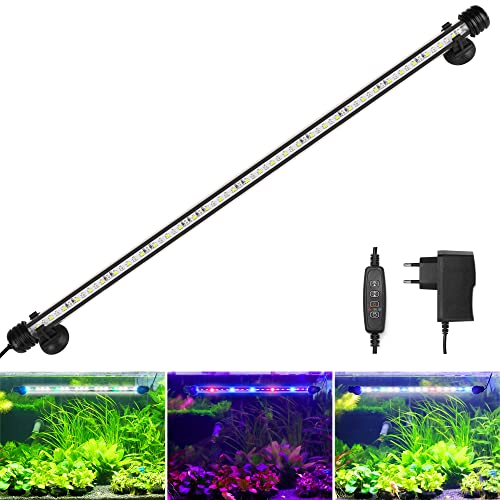 BELLALICHT LED Timer Aquarium Beleuchtung - Aquarien Lampe [RGB-Weiß Licht] mit eingebautem Timer Dimmer, Dimmbar 10 Helligkeitsstufen IP67 Wasserdicht Light für Fisch Tank Pflanze, L-58C