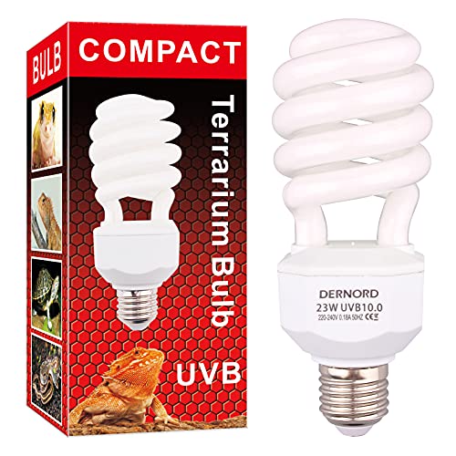 DERNORD UVB und UVA Light Bulb 10.0 23Watt - UV Licht Lampe Tiere Kompaktlampe für Eidechsenpanzer Wellensittich Leopardgecko Schildkröte Schlange