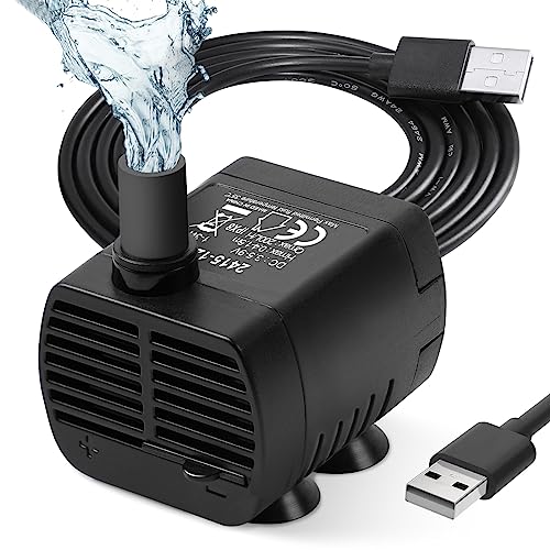 flintronic Aquarium Pumpe Klein, USB Mini Wasserpumpe, 200L/H Tauchpumpe Pumpe Aquarium Pumpe, für Teich Brunnen Aquarium, 3.5-9V 1-3W Kabel 1.4M(4 SAUGNAPF)