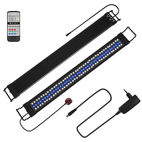 Yakimz LED Aquarium Beleuchtung, Aquarienbeleuchtung 30W, 24/7 Modus Aquarium Lampe, einstellbare Helligkeit, 10-stufiges Dimmen, für 90-120cm Süßwasser-Aquarien, Mehrere Wettermodus