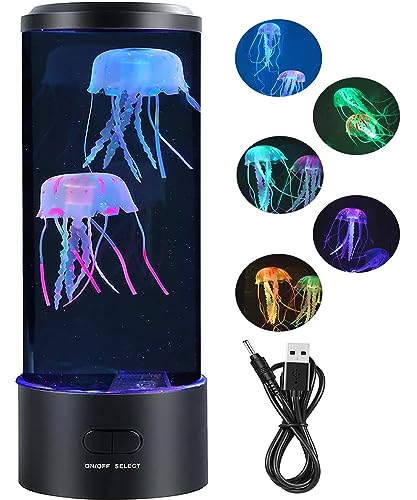 AONAT LED Fantasy Quallen Lavalampe,LED Kinder Aquarium Nachtlichte Runde Jellyfish Lamp,8 Farben Einstellung Stimmungslicht für Zuhause Büro Dekoration Tolle Geschenke für Kinder und Erwachsene