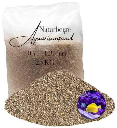 Aquariumsand Aquariumkies beige im 25 kg Sack, kantengerundet, gewaschen, ungefärbt 0,71-1,25 mm