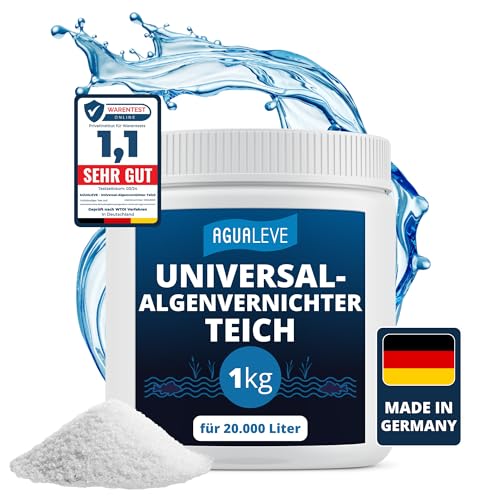 AGUALEVE® Universal-Algenvernichter Teich 1kg *NEU* | vernichtet Algen (alle Arten) schonend und nachhaltig binnen weniger Wochen | Made in Germany | für 20.000 Liter Teichwasser | Note 1,1