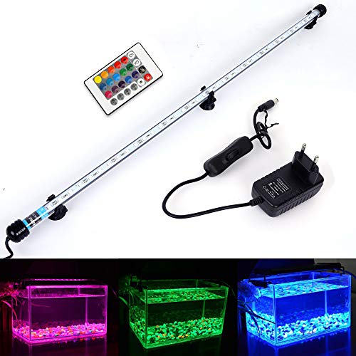 MLJ RGB Aquarium Beleuchtung, LED Aquarium Leuchte 71 cm Wasserdicht Aquarium Lampe Stecker EU Unterwasser LED-Lichtbalken für Fisch Tank mit Fernbedienung (RGB)