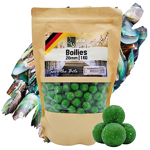 Zite Fishing Boillies fürs Karpfen-Angeln – 3x1kg in verschiedenen Aromen – Angelköder sinkend in wiederverschließbarem Beutel – Hochfängige Aromen durch wohldosierte Aminosäuren (Muschel)