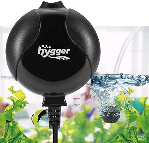 hygger Sauerstoffpumpe für Aquarium, Superleise Aquarium Luftpumpe Geräusch niedriger als 33db 1.5W Leistungsstark Sauerstoffpumpe 420Ml/M Geeignet für Fischbecken und Die Nanoaquarien (Schwarz)