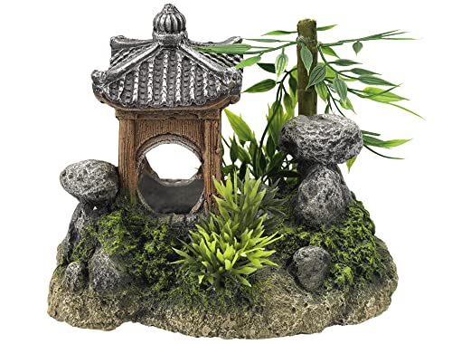 Nobby Aqua Ornaments ASIATISCHE TEMPEL mit Pflanzen, 15,5 x 10,5 x 12,5 cm, 1 Stück