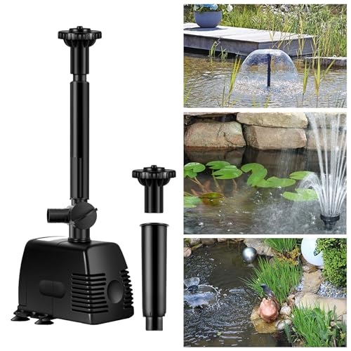 YAOBLUESEA 800L/h 16W Garten Springbrunnenpumpe Teichpumpe Wasserspielpumpe Bachlaufpumpe...