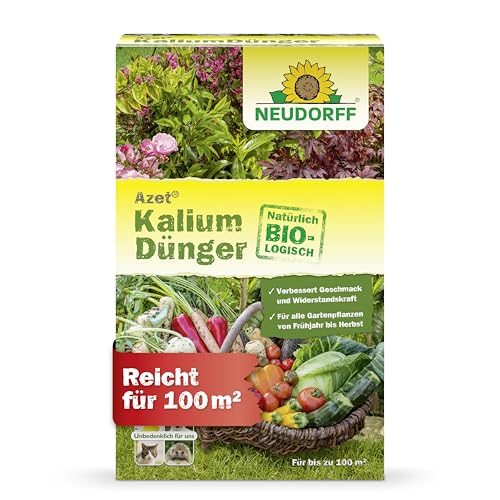 Neudorff Azet Kaliumdünger – Bio-Dünger gleicht Kaliummangel aus und verbessert Geschmack, Widerstandskraft und Lagerfähigkeit, 2 kg für 100 m², Braun