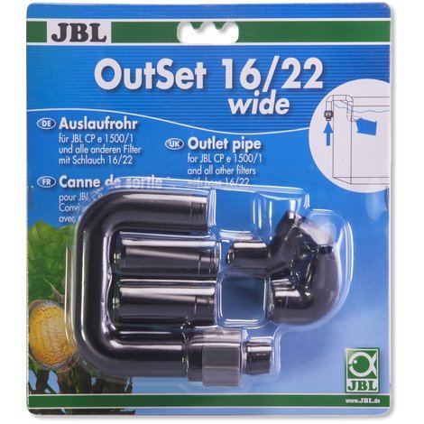 JBL - Outset Wide 16/22 Wasserrücklauf-Set mit Breitstrahlrohr für Außenfilter von Aquarien mit 16/22 Schlauch