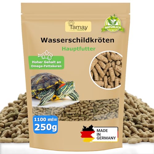 Wasserschildkröten Futter I Hauptfutter für Schildkröten I Ausgewogene Nahrung für Wasserschildkröten I Tierische und pflanzliche Zutaten I Schildkrötenfutter Sticks Made in Germany (250g (1,1L))