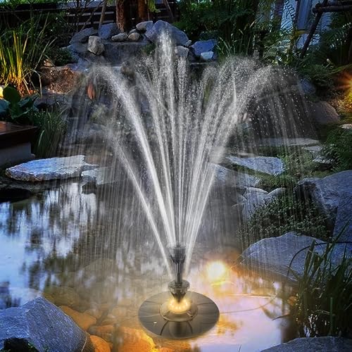 SZMP Springbrunnen für Gartenteiche 2024 Upgraded für draussen,6W LED Licht Teichpumpe 4 DIY Effekte mit 32.8ft Netzkabel,Schwimmender Fontäne Pumpe für Garten,DIY Wasserspiel,Teich,Fisch-Behälter