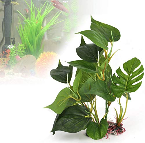 Txyk Künstliche Aquariumpflanze, 24 cm, realistisches Aussehen, Dekoration für Aquarien, grüne Blätter
