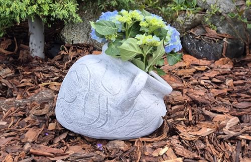FABRIQ Blumentopf für draußen einer beschädigten Vase für draußen aus Kunststein, Grau, 11 kg, 3L
