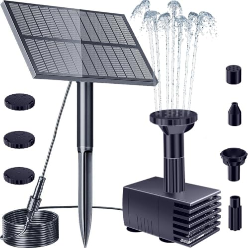 Biling Solar Brunnenpumpen Solar Springbrunnen für Außen, Teichpumpe Solar Wasserspiel Solarbrunnen für Draussen mit Filter Solarpumpe für Brunnen 6 Düsen für Kolibribad, Teich, Pool, Aquarium