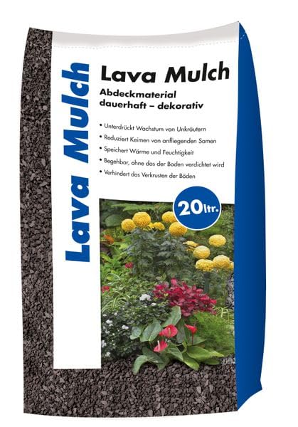 Hamann Lava-Mulch Anthrazit 2-8 mm 20 l - schnell und problemlos verarbeiten - Boden bleibt frisch, Wird vor Austrocknung geschütz