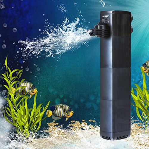 Weipro Aquarium Innenfilter mit 3-Lagiger Filtration, Starke Saugleistung, Einstellbarer 10W Aquarium Pumpe Filter, Geeignet für Aquarien von 60~120 Liters, TC-900C (600L/H)