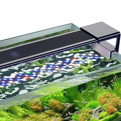 hygger Clip On Aquarium Beleuchtung, Vollspektrum Aquarium LED Beleuchtung,14W 24/7 Beleuchtungs Zyklus Aquarium Licht mit 10 Farben, Einstellbarer Timer,3 Modus für 30-45cm Süßwasser Aquarien