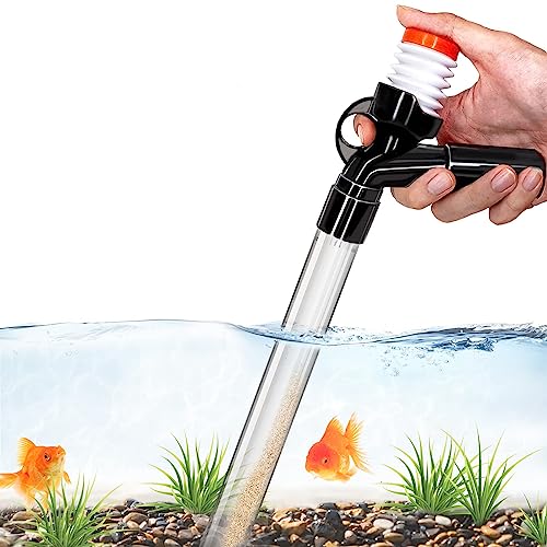 SSRIVER Aquarium Kiesreiniger Fish Tank Kit Wasserwechsel Mit Langer Düse für Wasserwechsel und Filterkiesreinigung Mit Luftdruckknopf und Einstellbarem Wasserdurchflussregler - BPA frei