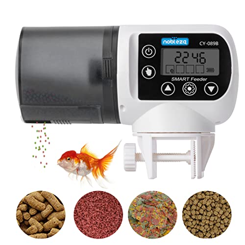 Nobleza - Futterautomat Aquarium Zubehoer Fische Futterspender 200ml Große Kapazität Fischfutter bis zu 4 Mal am Tag mit Zeitschaltuhr LCD Display für Urlaub Teich Goldfische Tank