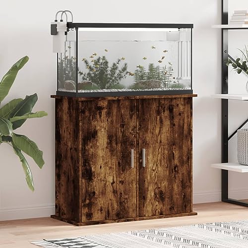 ZEYUAN Aquariumständer Räuchereiche 81x36x73 cm Holzwerkstoff, Aquarium Unterschrank, Aquarium Schrank, Aquariumschrank, Aquarium Tisch, Aquarium Stands 833628