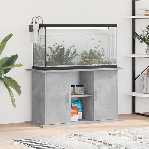 Festnight Aquarium Unterschrank mit Stauraum Aquariumständer 101 x 41 x 58 cm Aquariumschrank mit Fächer Betongrau-1 Aquarium Mit Unterschrank Aquarium Stand Aquarium Tisch Ständer für Aquarium Holz