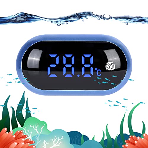 Aquarium Thermometer, Digitales Aquarium Thermometer, Hohe Präzision Thermometer Aquarium mit Led Digitalanzeige, Touchscreen Marine Thermometer, Wasser Thermometer für Süßwasser Meerwasser Marine