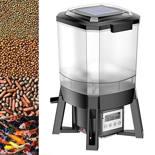 Wiltec CFF-206 solarbetriebener Fischfutter Automat, programmierbarer Futterspender mit 6 Liter Behälter für 1 bis 6 Fütterungen pro Tag