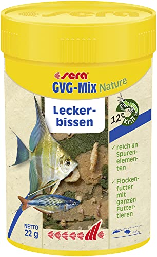 sera GVG-Mix Nature 100 ml der Leckerbissen aus Flocken & Futtertieren für eine abwechslungsreiche Ernährung, Flockenfutter fürs Aquarium, Fischfutter mit hoher Verwertbarkeit, somit weniger Algen