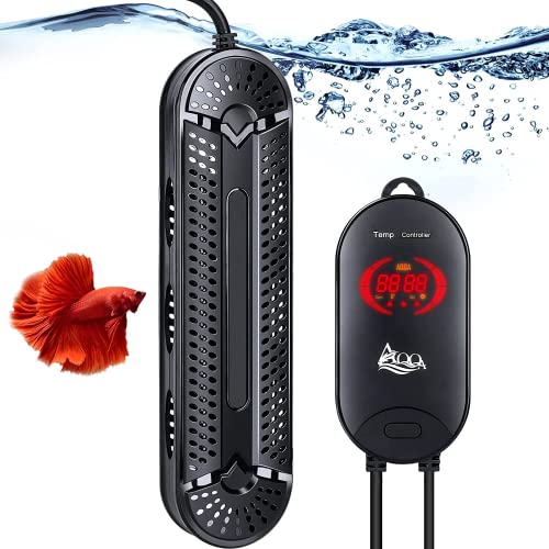 AQQA Aquarium Heizung, 500W 800W Heizstab Aquarium Einstellbar Thermostat,Doppelten Explosionsgeschützten Quarzrohren und Externem LED Display Controller (500W)
