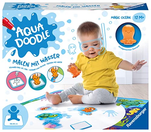 Ravensburger 4568 Aquadoodle Magic Ocean - Fleckenfreies Stempeln und Entdecken mit Wasser - Stempelset mit magischer Stoffmatte für Babys ab 1 Jahr, Spielzeug ab 1 Jahr