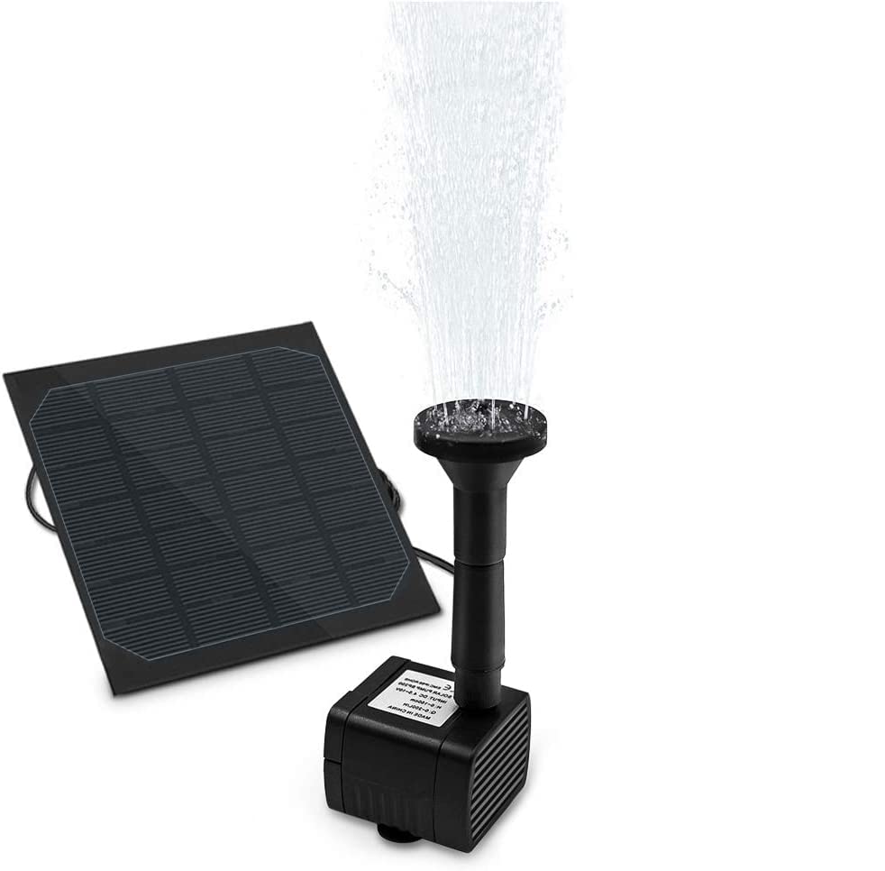 Solar Springbrunnen, omitium Solar Teichpumpe Garten Wasserpumpe Solarpumpe mit 1,2W Monokristalline Solar Panel Brunnen für Gartenteich Vogel-Bad, Fisch-Behälter, Kleiner Teich, Garten Springbrunnen