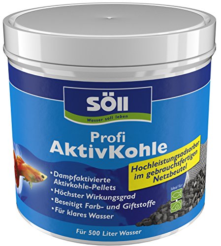 Söll 83309 Profi AktivKohle, 500 ml (im Netzbeutel, für 500 Liter Wasser) - Wasseraufbereitung mit Aktivkohle/Adsorber aus Reiner Steinkohle zur Bindung von Giftstoffen in Aquarien