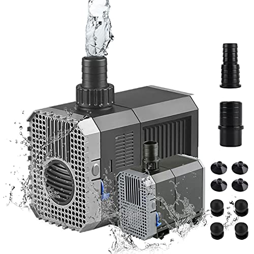 EXLECO Aquariumpumpe 600L/H 8W Tauchpumpen Mini Wasserpumpe Fontäne Pumpe Eco Filterpumpe klein Förderpumpe Ultra Leise Springbrunnen Pumpe mit 1,5M Kabel AC 220-240V für Aquarium Brunnen Steingarten