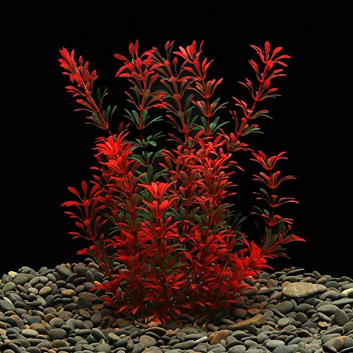 LYNKO Große Aquarium Pflanzen Künstlich Künstlich Wasserpflanzen Plastik Kunstpflanzen Kunstpflanzen Dekoration Ornament Sicher für alle Fische 30cm x 10cm - Rot